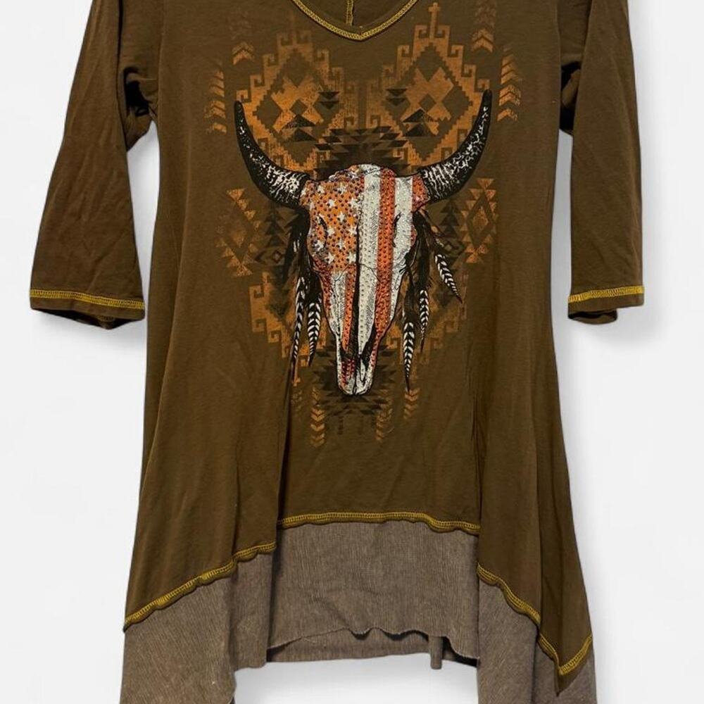 Vocal western rhinestone skull tunic